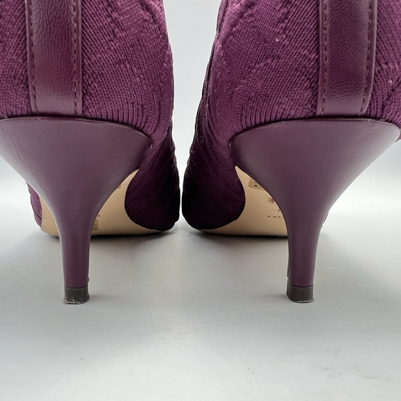 Coach Women's Jade Knit Sock Booties Deep Berry Stretch Knit Sz 8.5 Kitten Heel - Picture 14 of 14